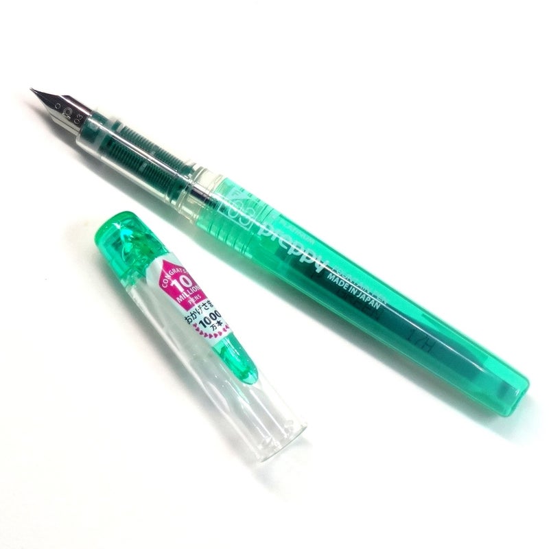 Platinum Fountain Pen, New Preppy, Fine Nib, Green (PSQ-300#41) + Ink Cartridges SPN-100A#41 (Green) Set (Japan Import) [Komainu-Dou Original Package] - Image 2